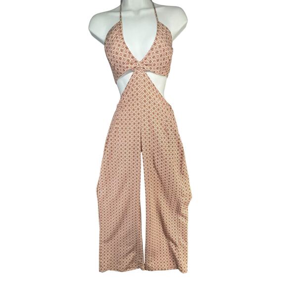 Sur La Cote Belinda Jumpsuit Womens XS Pink Soleil Geometric Halter Boho Beach - Picture 3 of 11